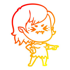 warm gradient line drawing annoyed cartoon vampire girl