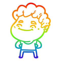 rainbow gradient line drawing cartoon friendly man