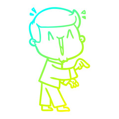 cold gradient line drawing cartoon excited man