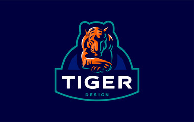 A tiger lies with its head down