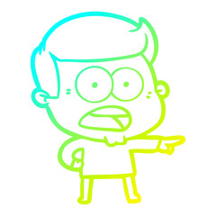 cold gradient line drawing cartoon shocked man