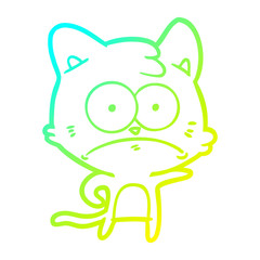 cold gradient line drawing cartoon nervous cat