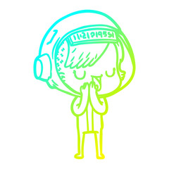 cold gradient line drawing cartoon astronaut woman
