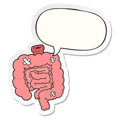 cartoon repaired intestines and speech bubble sticker