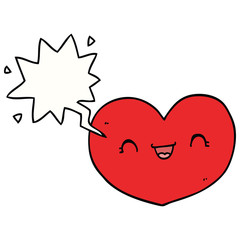 cartoon love heart and speech bubble
