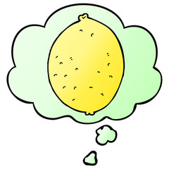 cartoon lemon and thought bubble in smooth gradient style