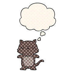 cartoon cat and thought bubble in comic book style