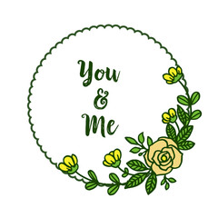 Vector illustration banner you and me with abstract yellow flower frames