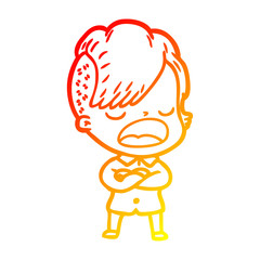 warm gradient line drawing cartoon cool hipster girl talking