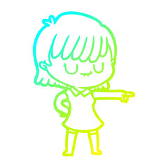 cold gradient line drawing cartoon woman