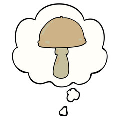 cartoon mushroom and thought bubble