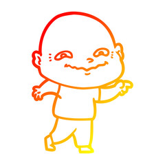warm gradient line drawing cartoon creepy guy
