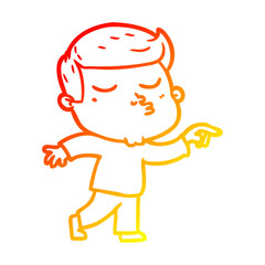 warm gradient line drawing cartoon model guy pouting