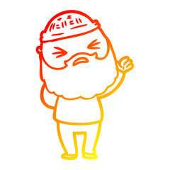 warm gradient line drawing cartoon man with beard