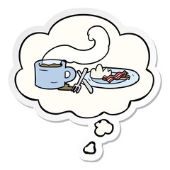 cartoon breakfast and thought bubble as a printed sticker