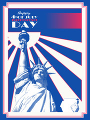 Engraving liberty illustration for independence day