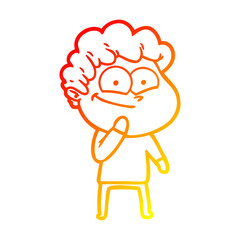warm gradient line drawing cartoon happy man