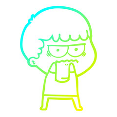 cold gradient line drawing cartoon annoyed man