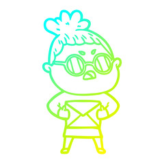 cold gradient line drawing cartoon annoyed woman