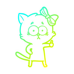 cold gradient line drawing cartoon cat