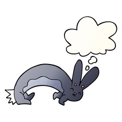 Obraz premium funny cartoon rabbit and thought bubble in smooth gradient style
