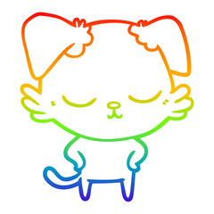 rainbow gradient line drawing cute cartoon dog