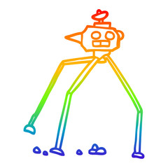 rainbow gradient line drawing cartoon space rocket