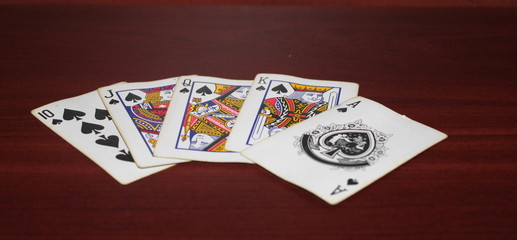 old playing cards on the table,peak flash piano