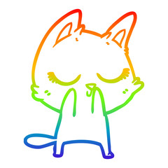 rainbow gradient line drawing calm cartoon cat