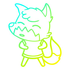 cold gradient line drawing cartoon fox
