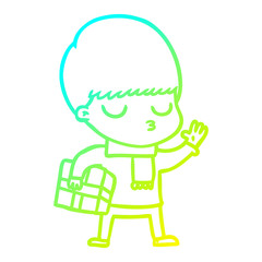 cold gradient line drawing cartoon calm boy