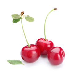 Fototapeta na wymiar Tasty ripe cherry on white background