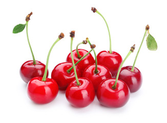 Tasty ripe cherry on white background