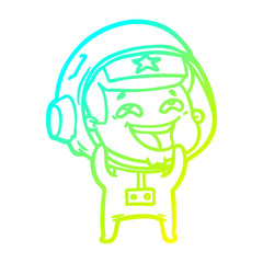 cold gradient line drawing cartoon laughing astronaut