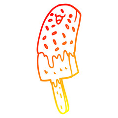 warm gradient line drawing cute cartoon happy ice lolly