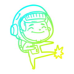 cold gradient line drawing happy cartoon astronaut