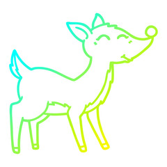 cold gradient line drawing cartoon deer