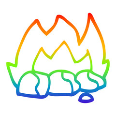 rainbow gradient line drawing cartoon burning coals
