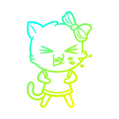cold gradient line drawing cartoon cat