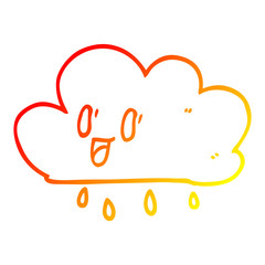 warm gradient line drawing cartoon happy grey cloud
