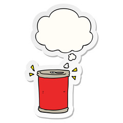 cartoon soda can and thought bubble as a printed sticker
