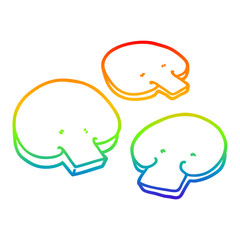 rainbow gradient line drawing cartoon mushrooms