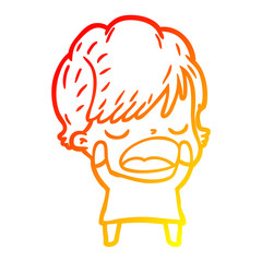 warm gradient line drawing cartoon woman talking