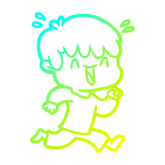 cold gradient line drawing cartoon laughing boy