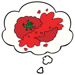 cartoon squashed tomato and thought bubble