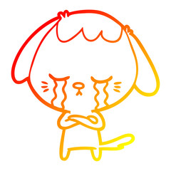 warm gradient line drawing cartoon crying dog