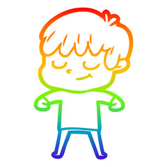 rainbow gradient line drawing cartoon happy boy