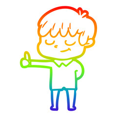 rainbow gradient line drawing cartoon happy boy