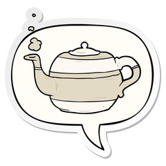 cartoon tea pot and speech bubble sticker