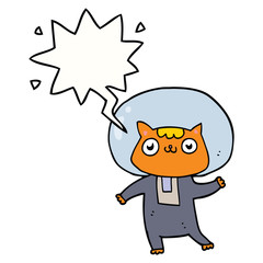 cartoon space cat and speech bubble